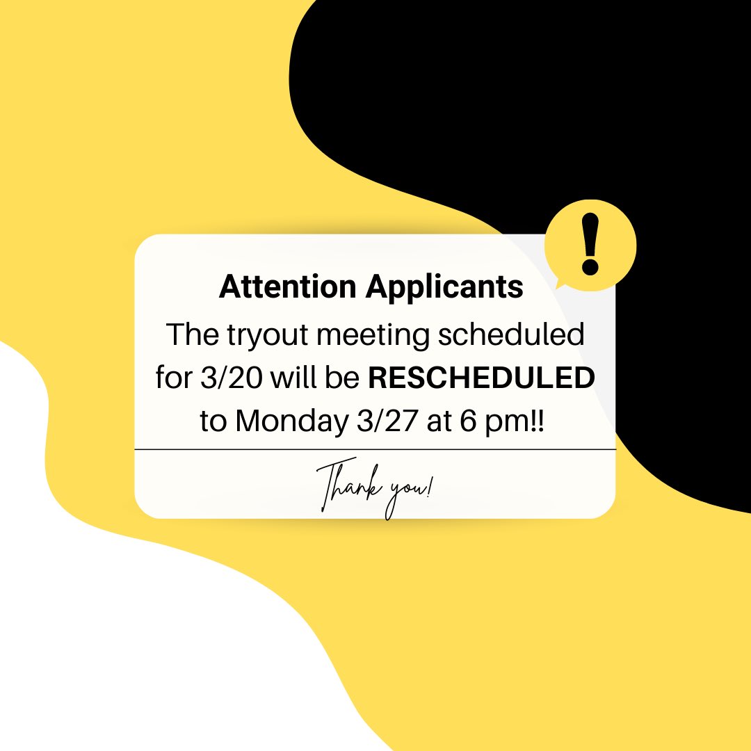 ⭐️ 2023-2024 Applicants ⭐️ 
Tryout meeting is rescheduled.