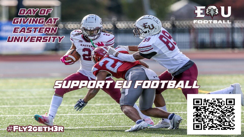 Please help support EU Football during the Day of Giving at Eastern University. Our outstanding Student-Athletes will directly benefit from your generosity &amp; support. Go Eagles!! 🦅🦅#FlyWithUs