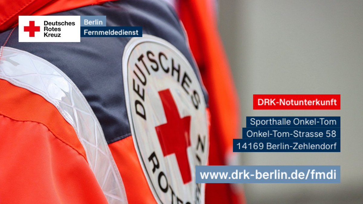 DRK Berlin FmDi (@drkberlin_fmdi) on Twitter photo Das #DRK hat im Auftrag des <a href="/basz_berlin/">Bezirksamt Steglitz-Zehlendorf</a> in der Sporthalle Onkel-Tom eine Notunterkunft für Betroffene eingerichtet, die aufgrund der Entschärfung der #Weltkriegsbombe in #Zehlendorf evakuiert wurden.
<a href="/drk_szberlin/">DRK Bereitschaft Steglitz-Zehlendorf</a> <a href="/drkwedpre/">DRK Berlin Kreisverband Wedding / Prenzlauer Berg</a> <a href="/drkzentrum/">DRK Kreisverband Berlin-Zentrum e.V.</a> <a href="/drk_berlin/">DRK Berlin</a>
#Ehrenamt #Berlepschstraße Das #DRK hat im Auftrag des <a href="/basz_berlin/">Bezirksamt Steglitz-Zehlendorf</a> in der Sporthalle Onkel-Tom eine Notunterkunft für Betroffene eingerichtet, die aufgrund der Entschärfung der #Weltkriegsbombe in #Zehlendorf evakuiert wurden.
<a href="/drk_szberlin/">DRK Bereitschaft Steglitz-Zehlendorf</a> <a href="/drkwedpre/">DRK Berlin Kreisverband Wedding / Prenzlauer Berg</a> <a href="/drkzentrum/">DRK Kreisverband Berlin-Zentrum e.V.</a> <a href="/drk_berlin/">DRK Berlin</a>
#Ehrenamt #Berlepschstraße