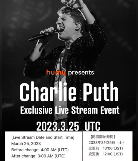 8787cp's tweet photo. .@charlieputh 
【upcoming performances】
♦︎March 25 #humyCharliePuthLive 
3am UTC/ 12pm JT 
Sign up ⇨https://t.co/sP6kscm0WO

♦︎April 9
"A GRAMMY Salute To #TheBeachBoys"
8-10pm ET/PT 
on @CBS &amp; @paramountplus * “1hr ver.” on MTV (TBA)

Charlie performs "Wouldn't It Be Nice" https://t.co/VlWl4C6u7e