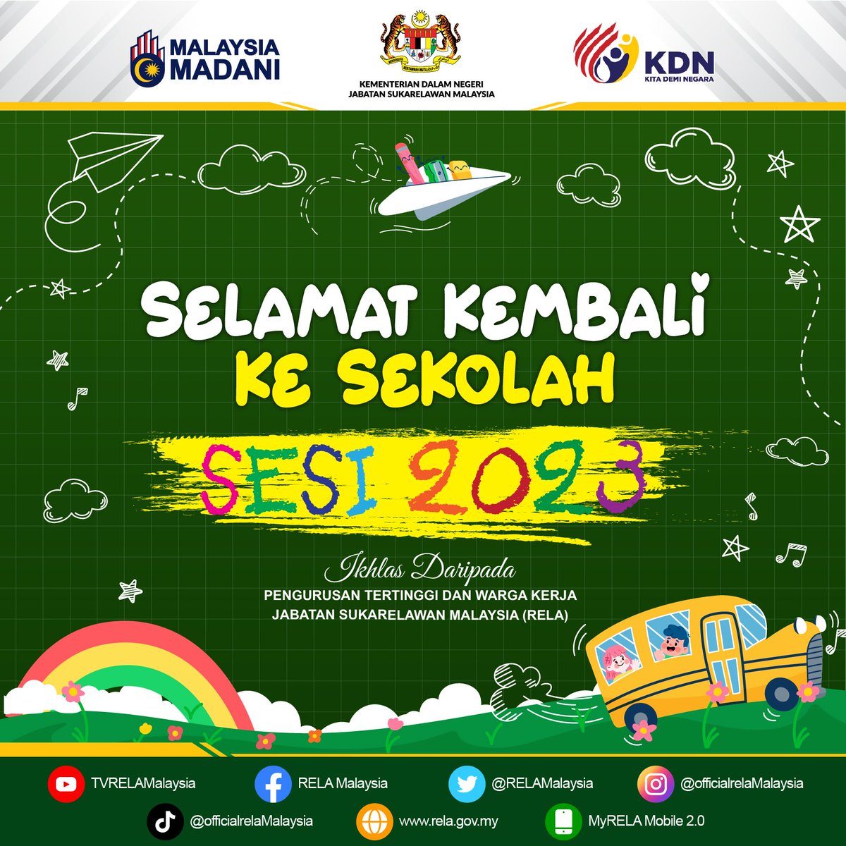 relamalaysia's tweet photo. 20 Mac 2023 | Isnin :
Selamat Kembali ke Sekolah!

#SetiaBerbakti #relamalaysia #kdnmadani #KeselamatanTanggungjawabBersama https://t.co/5sKWlNhuYz