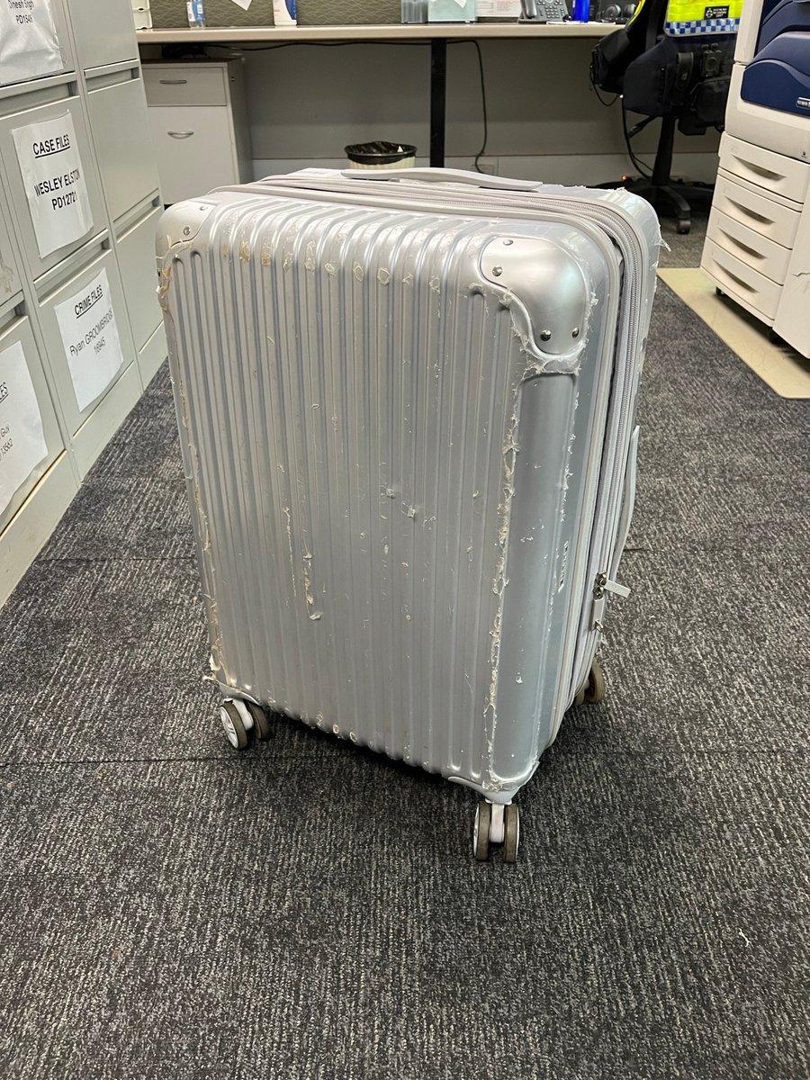 LeonoraPolice's tweet photo. Looking for the owner of this silver suitcase and clothing, Hopefully we can reconnect with its owner. Found on the Goldfields highway 30kms south of Menzies #nakedminer #LeonoraPolice #lostsuitcase #PD12721 quote 200323090012721 to claim. https://t.co/lMWEUINHRk