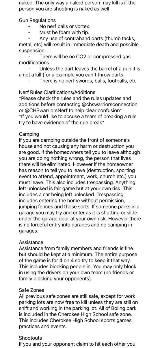CHSwarriorsNerf's tweet photo. This is the Nerf 2023 Official Rules. Failure to follow will result in you or your team being disqualified. https://t.co/PxX4qX4FGs