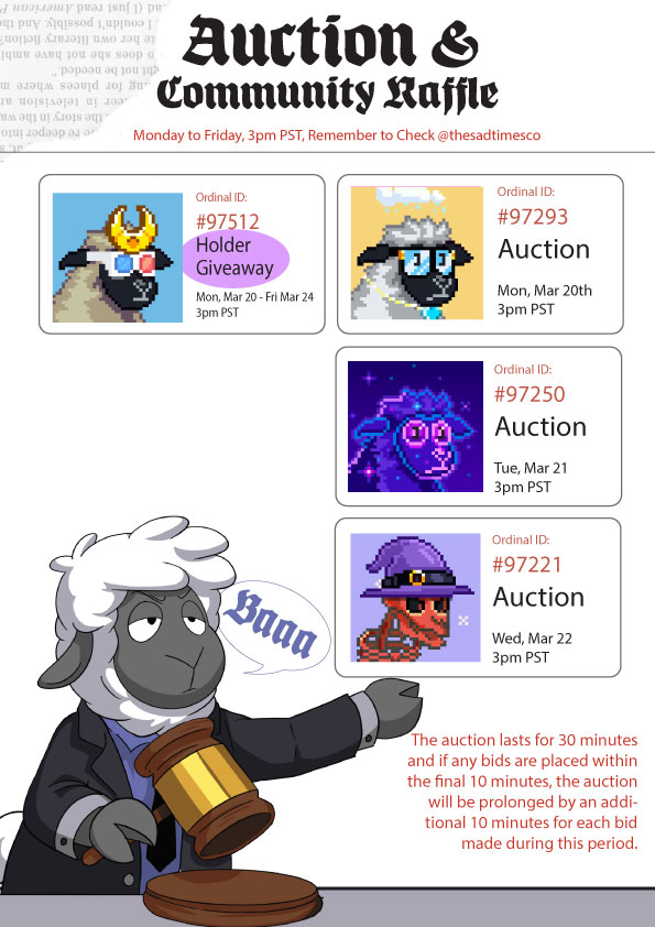 Sad Times on Twitter: "Good afternoon, Sheep! The 2nd week of the @moonsheepbtc Ordinal Auctions will resume tomorrow at 3PM! The first one up for grabs is Ordinal ID #97293