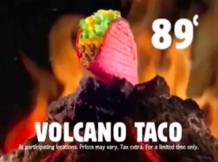 RetroNewsNow on Twitter "🌮Taco Bell’s Volcano Taco with Spicy Lava