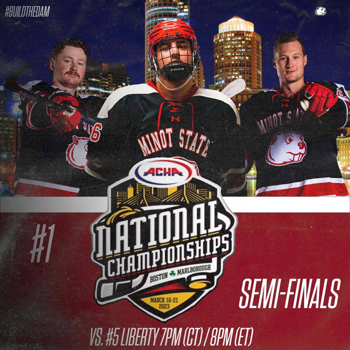 🚨NATIONAL TOURNEY🚨
With such an intense game last night, we look forward to meeting #5 Liberty on the ice at 8pm (ET)/ 7pm (CT)! 
We hope you guys are following along as we move up!

#BuildTheDam | #OnwardBeavers