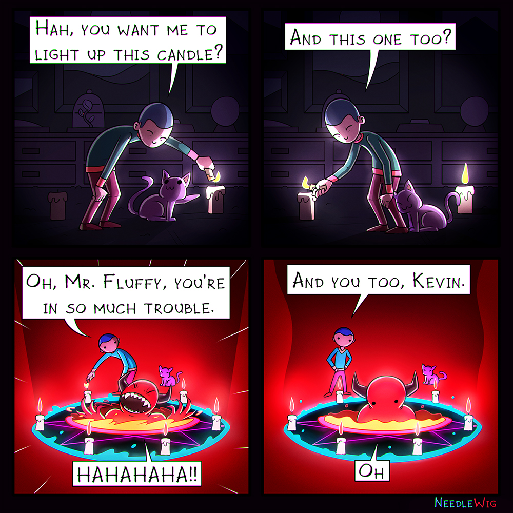 NeedleWig's tweet photo. In so much trouble

#comic #webcomic #art #comicstrip #demon #ritual #satanic #cat https://t.co/qaVcLo10uV