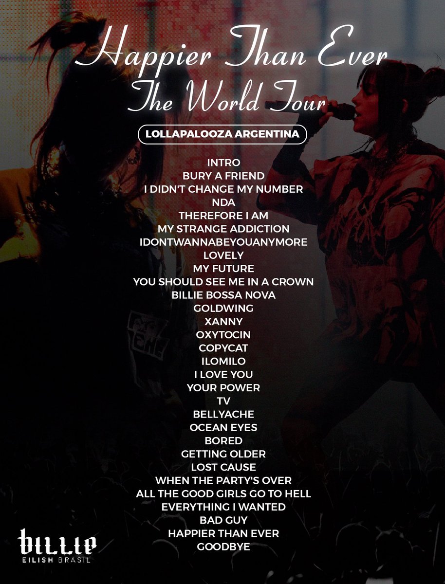 Billie Eilish Brasil on Twitter "Billie Eilish manteve a mesma setlist