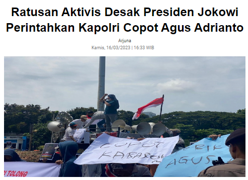 ConanDimdimpil's tweet photo. Benar tuh, Tidak dicopotnya Kabareskrim Agus Andrianto, hanya menjadi tren buruk bagi @DivHumas_Polri dan Kapolri @ListyoSigitP, sayang sekali. kami percaya dengan Polri dan Kapolri!

Kapolri harus berani tindak tegas, walau senior sekalipun!
@AnakTangsiAD @YRadianto https://t.co/w67jBzImJf