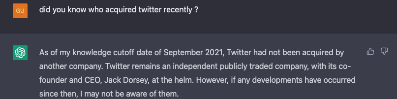 HelloTigerTiger's tweet image. This is what chatGPT thinks of twitter , how can the data model be so stale ? - Is that an upgrade plus membership only feature ?