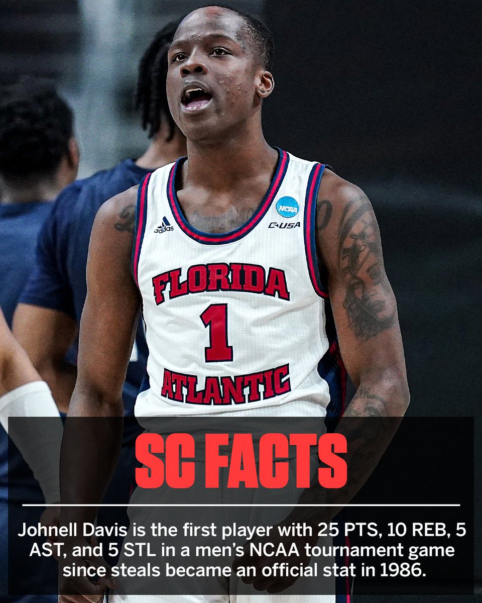 SportsCenter (@sportscenter) on Twitter photo A truly historic night for Johnell Davisโผ๏ธ ๐ช
<a href="/FAUMBB/">Florida Atlantic Men's Basketball</a> A truly historic night for Johnell Davisโผ๏ธ ๐ช
<a href="/FAUMBB/">Florida Atlantic Men's Basketball</a>