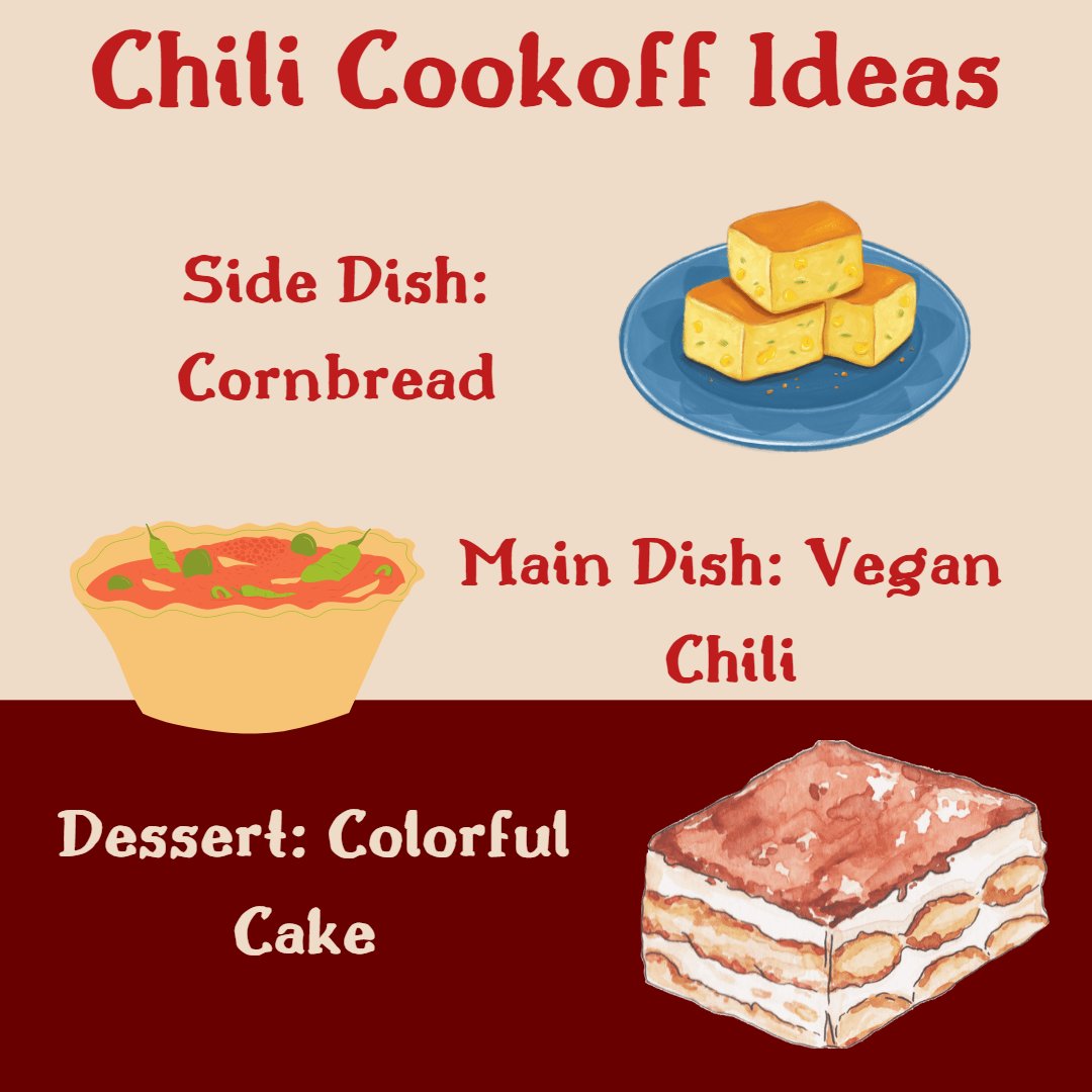 MSUFWClub's tweet photo. The FW Chili Cookoff is almost here! These are some great ideas on things to cook and bring! We cannot wait to see all of the creative dishes you bring! Each category will have one winner that will walk away with an amazing prize so make sure to bring your winning dish! https://t.co/cIaUA3f1TH