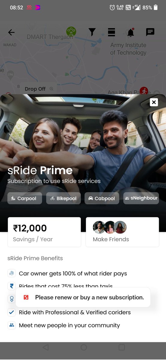 Utkarshjagirdar's tweet photo. @SRidesocial Hi guys what fraud is this? When I cancel a ride the money is supposed to be made available for the next ride. This is common sense. But Sride asks me to pay again for new ride. This has happened 3 times now. https://t.co/iMJb2ww4dg