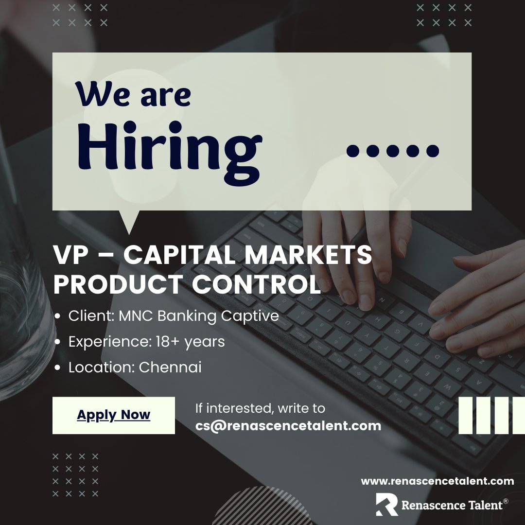 We are hiring!

If you or someone you know is looking for the below role, please share this post with them or contact us at the email id mentioned below.
JD: lnkd.in/drBBT79R

#RenascenceTalent #hiring #capitalmarkets #accounting #jobalert