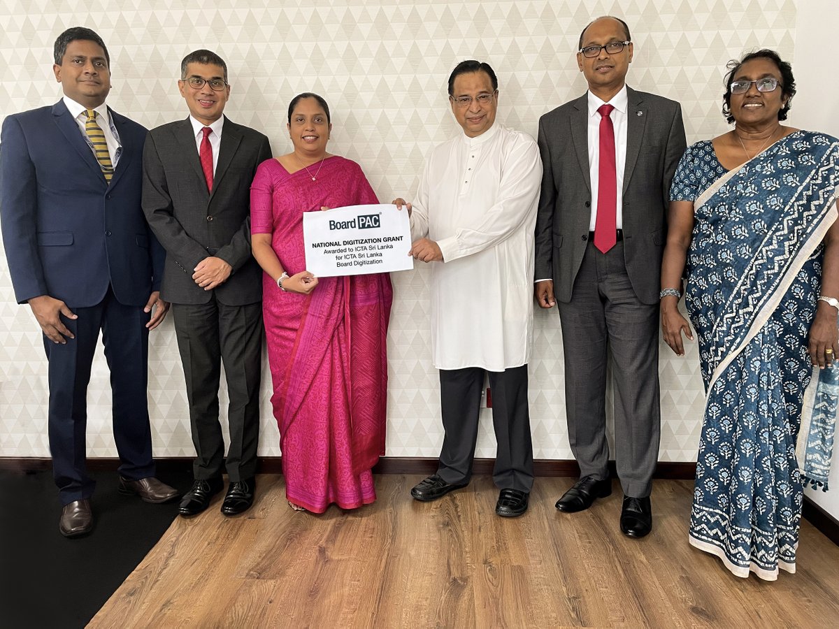 BoardPac_'s tweet photo. BoardPAC contributes to developing the nation’s digital infrastructure by awarding a national digitalization grant to the Information and Communication Technology Agency of Sri Lanka (ICTA).
Read more on : https://t.co/v8NOiVocb6
#BoardPAC #ICTA #SriLanka #NationalGrant https://t.co/lN3qAp7fqf
