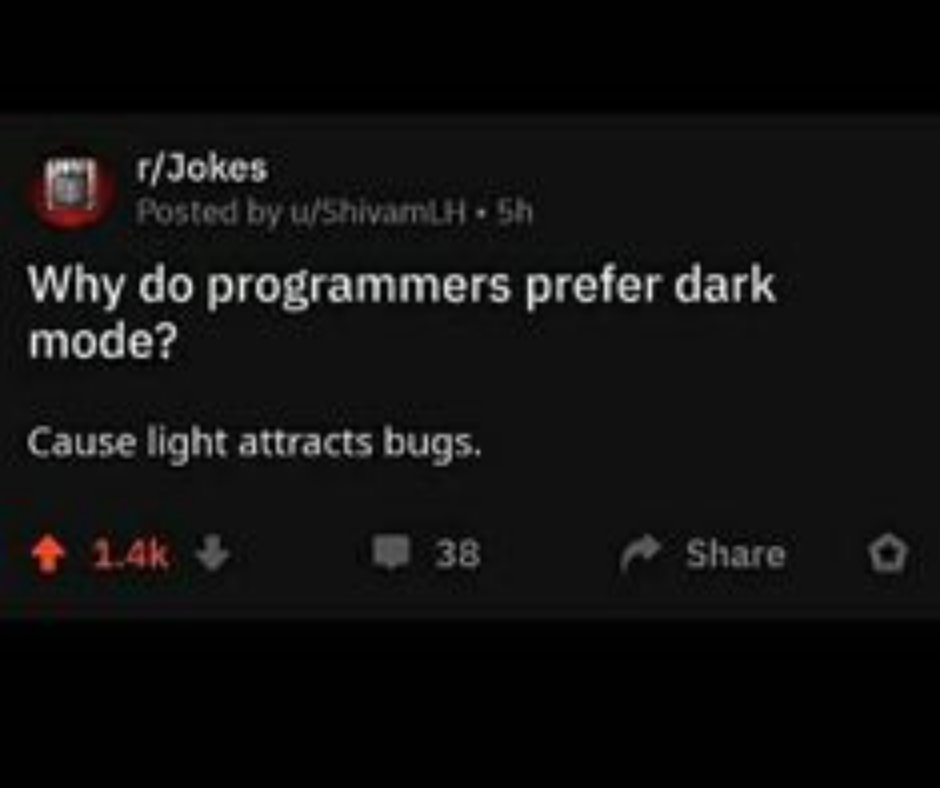 JLSBCOMMUN39781's tweet photo. correct haha
#jlsb
#programming
#programmer
#webpost
#memes
#newpost
#publicpost
#Indeed
#darkmode
#bugs https://t.co/PP17XhQk2W