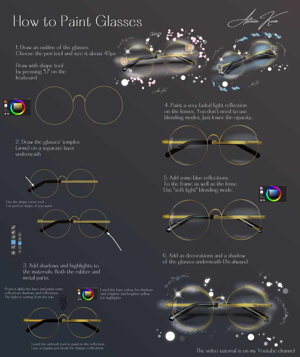 AstraeaKeva's tweet photo. How to Paint Glasses #drawing #prop #glasses #tutorial #tutorials #semirealism #medibang #sketch #materialstudy https://t.co/tqzRQdaqz5 https://t.co/209lHgylOI