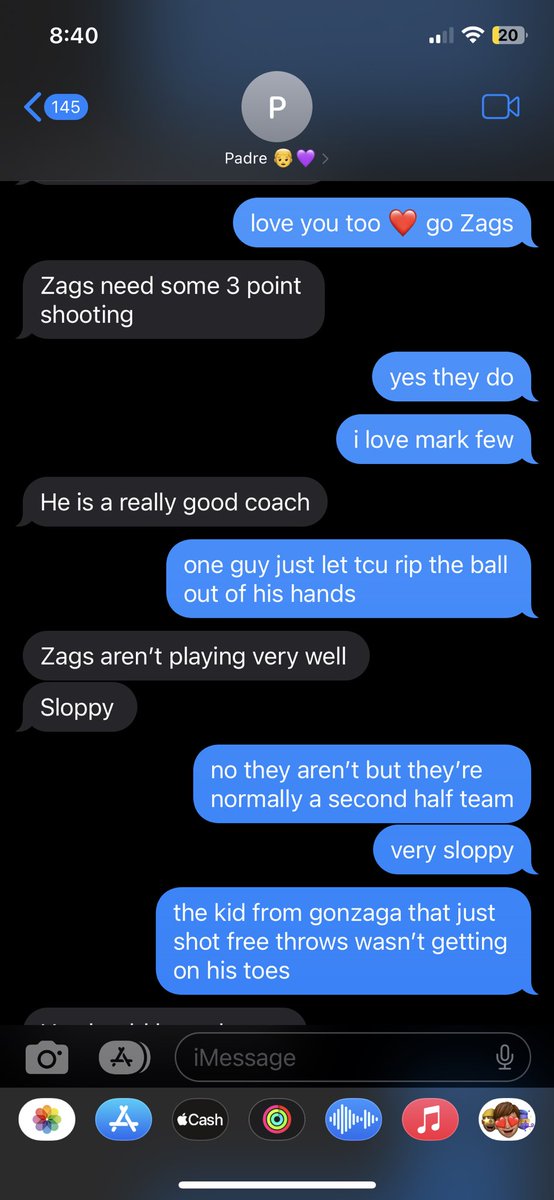 reilly_moore14's tweet photo. pov: u &amp; ur dad can’t watch the zag game together so you send each other play by plays https://t.co/TGnoLamB6u