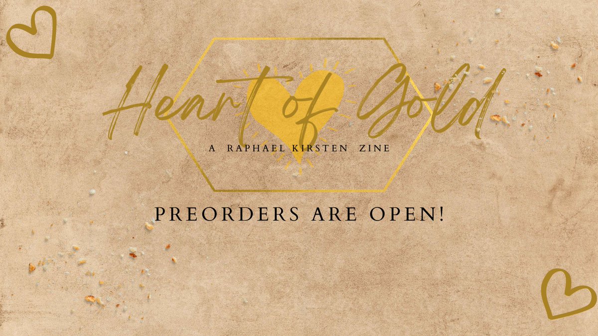raphaelfe3hzine's tweet photo. Preorders for Heart of Gold, a Raphael Kirsten zine, are officially open! 

We are a digital charity project. 

Check us out at https://t.co/LA4y4757D2 💛💪🏻 https://t.co/V9CNYlGX8e