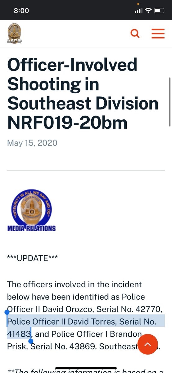 Copaganda often relies on photo ops of smiling cops to mask policing's lethal intent. 

Using our new tool watchthewatchers.net, a community member was able to locate Officer Torres' serial #"41483". 

Torres was one of 3 officers who shot and killed Anthony Ysaac on 5/14/20.