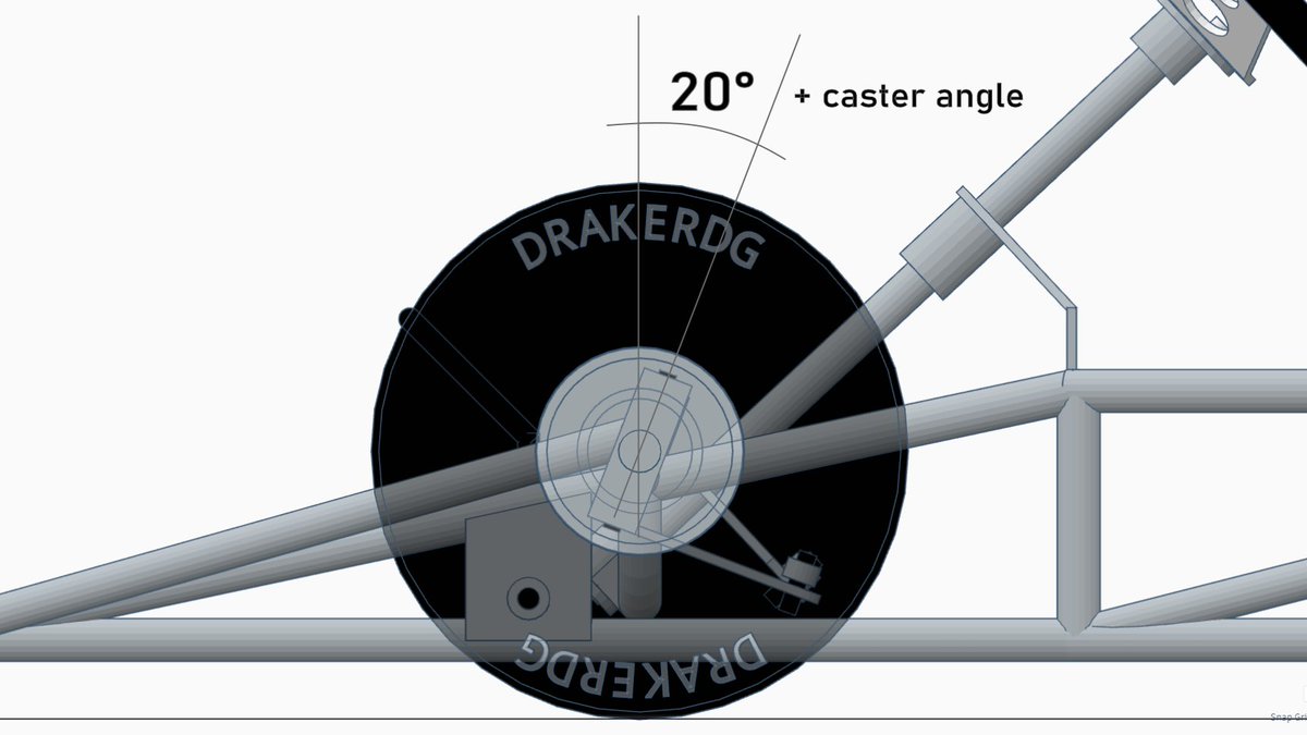 draker_dg's tweet image. Positive caster angle effect (20°) on the rear axle to compensate for the no present of differential.

Ref: 

#Tinkercad #Webots #GoKart