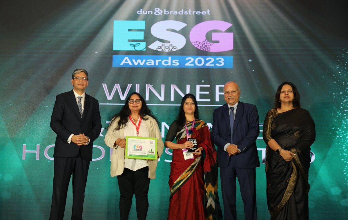 LnTFinance's tweet photo. L&amp;T Finance Holdings Ltd. has been conferred the @DNB_India ESG Award 2023 for ‘Business #Sustainability’. These awards recognise companies for their #ESG performance towards achieving Sustainable Development Goals. 
#Lakshya2026 #LTF https://t.co/5ijbyZoAf4