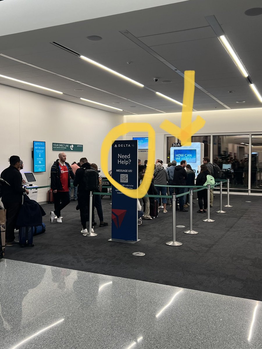 weedwrangler's tweet photo. ⁦@Delta⁩ your customer service was really special today at LAX.  2 canceled flights because you couldn’t put a crew in the airplane.  1 customer service agent working the Delta customer service desk…. #dontflydelta https://t.co/iVfiFMDcmc