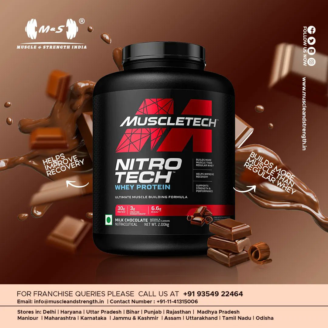 muscle_strengt's tweet photo. Get ready to take your workout to the next level with Nitro-Tech's scientifically enhanced whey isolate and muscle-builder formula. 💪🔬 #muscleandstrengthindia #muscleandstrengthindiaofficial #gain #NitroTech #MuscleBuilder #WheyProteinIsolate #FitnessGoals https://t.co/wTumVxuYSe