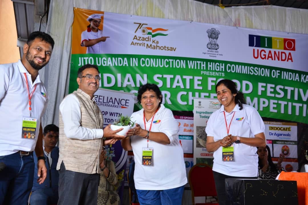 IndiainUganda's tweet photo. As part of #AzadiKaAmritMahotsav celebrations, @IndiainUganda in association with Jain International Trade Organisation (JITO) Uganda organised Indian State Food Festival and Master Chef Competition on 19th March 2023. Event was appreciated by attendees. https://t.co/2Oy1qT29Dr