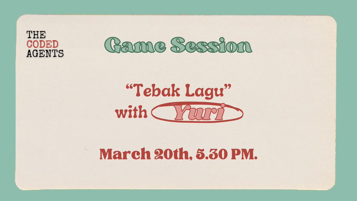 TheCodedAgents's tweet photo. Game Session.

RETWEET this tweet if you want to participate in “Tebak Lagu” game which will be hosted by Handler Yuri at 5.30 PM later. https://t.co/SaotIAHKKv