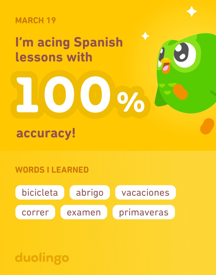christalGAW's tweet photo. I’m learning Spanish on Duolingo! It’s free, fun, and effective. 😉 https://t.co/zL3SnSSiDC