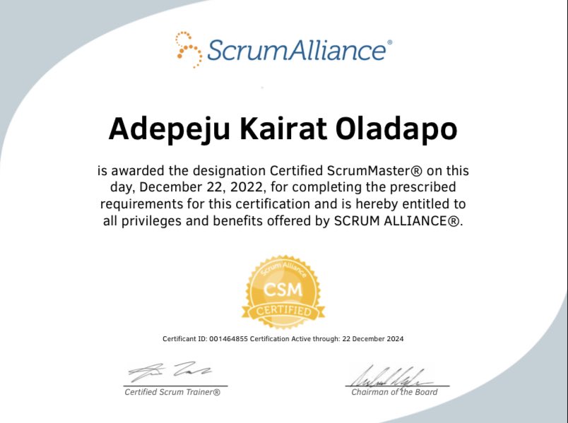 pjairaa's tweet photo. Yesterday was Day 50 of #50daysofdatawithWiDA and here is how the rest of the challenge went.
- I took my CSM certification and passed with a 98% (Now a certified Scrum Master😌) https://t.co/fGJaahyYSf