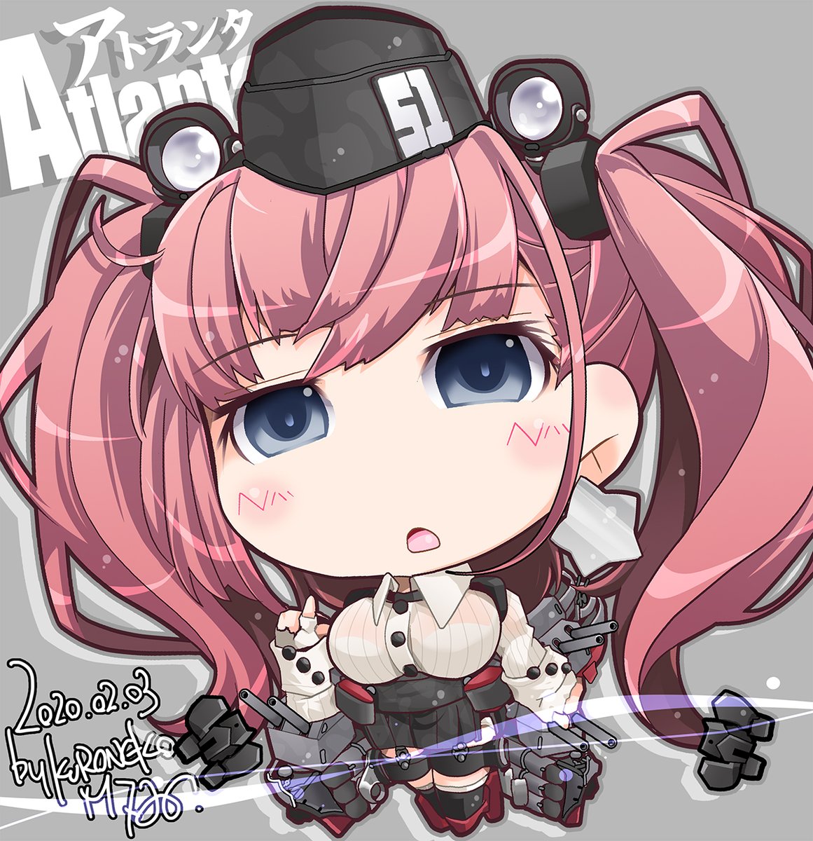 艦これ「ウチの缶バッジデフォルメキャラより:その3■ガンビア・ベイ Gambier Ba」|KURONEKO@4/9ｻｲﾄﾞKOBE【委託＆色々】のイラスト