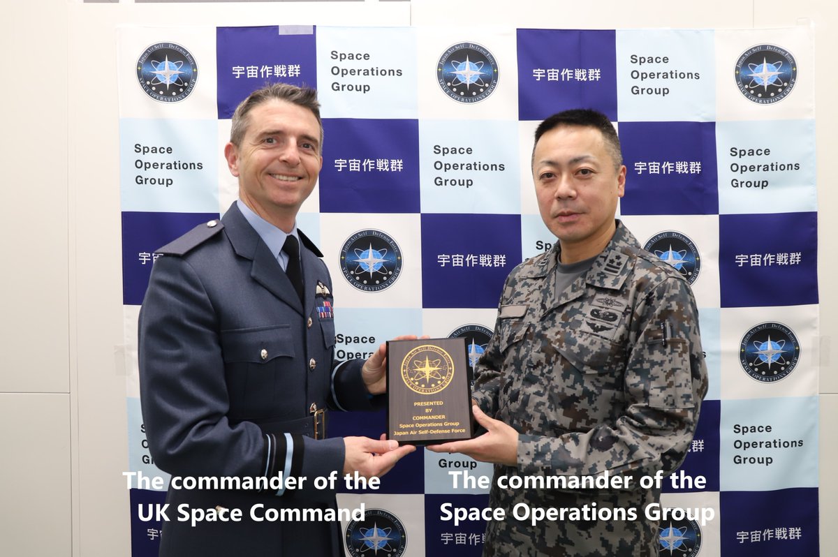 JASDF_SSA's tweet image. On March 14, 2023, the commander of the #SpaceOperationsGroup met with Major General Godfrey, commander of the #UKSpaceCommand, to exchange views on future cooperation between the UK and Japanese space forces.