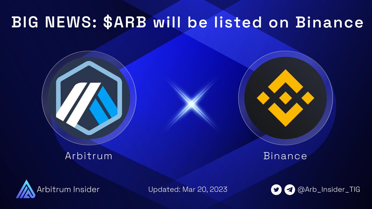 🔥BIG NEWS: $ARB will be listed on @binance 🔥 🔀New Spot Trading Pairs: ARB /