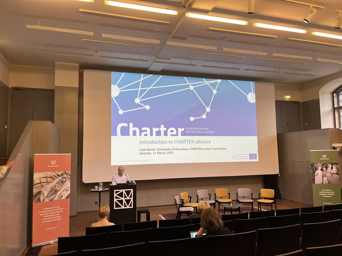 UulaNeitola's tweet photo. @AllianceCharter puheenjohtaja Lluis Bonet kertoo Kulttuuriperintöalan koulutuksen ja osaamisen teemapäivässä Charter-työstä, jonka avulla saadaan tietoja kehityssuunnista hyödynnettäväksi ja huomioitavaksi Suomen kulttuuriperintöalan kehittämistyössä. @NatMuseum_FI @Museovirasto https://t.co/9Au2URssRW