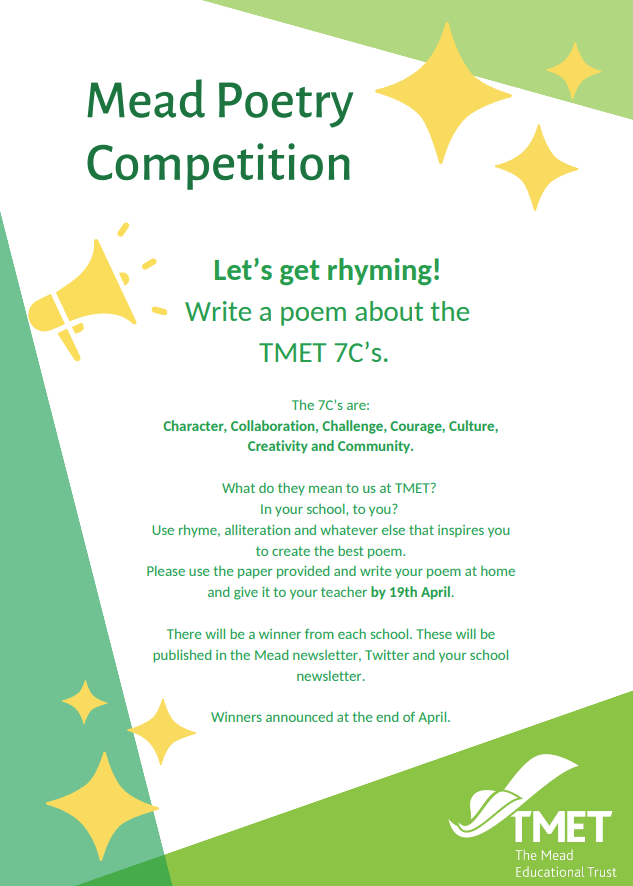 Today we launched the TMET Poetry competition  @kestrelmead we can't wait to see what wonderful poems the children produce. #TMETbelonging #TMETpoetrycompetiton