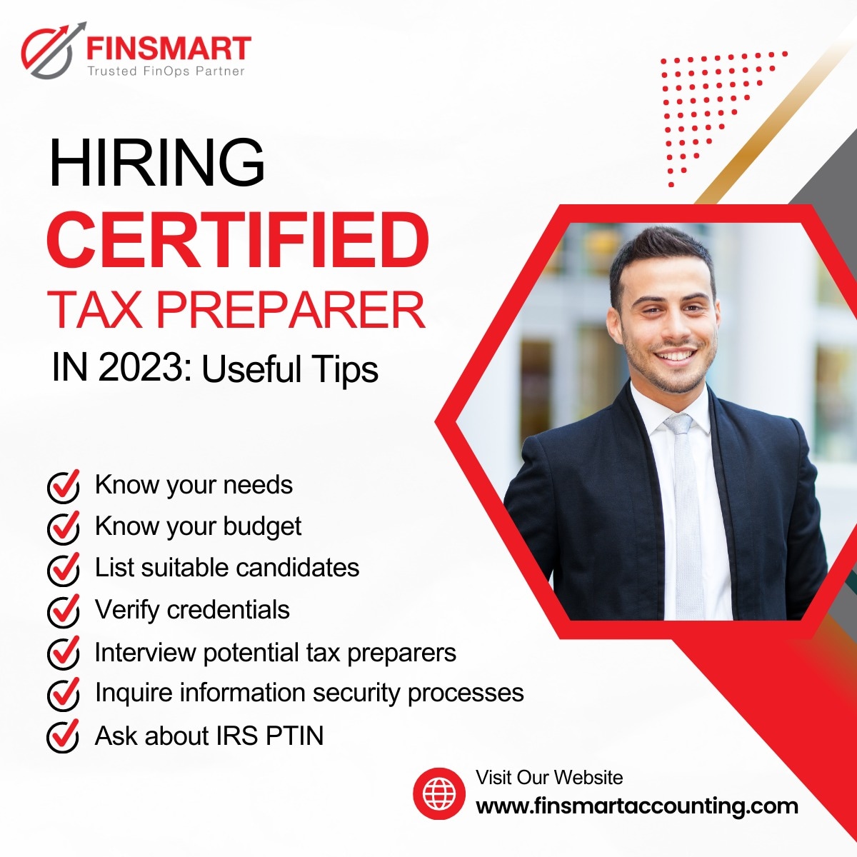 See these usefull tips for hiring Certified Tax Paperer in 2023.

Learn more:  bit.ly/3n6EONb

#RightTalent #Hiring #Accountants #TaxPaperer #FinsmartAccounting