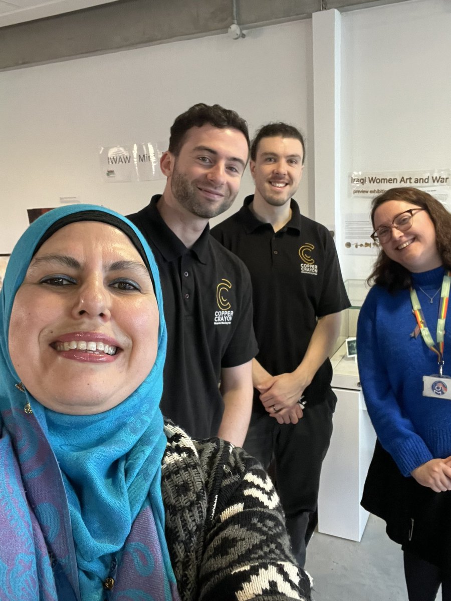 rana72's tweet photo. @sofo now doing an interview with @Copper_Crayon about IWAW mini museum project and @RefugeeWeek last year's exhibition... More coming... https://t.co/9BLgDsgBJM