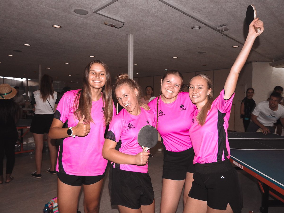 𝕋𝕙𝕖 ℙ𝕚𝕟𝕜 𝔹𝕠𝕞𝕓 𝕝𝕠𝕧𝕖𝕤 𝕡𝕚𝕟𝕘-𝕡𝕠𝕟𝕘! 💣 
Our talented ladies made us extremely proud representing LaVaria during the ping-pong tournament
Our girls gave it their all during every match.
Ping-pong is one of the NWU small sports that are hosted on campus.🏓