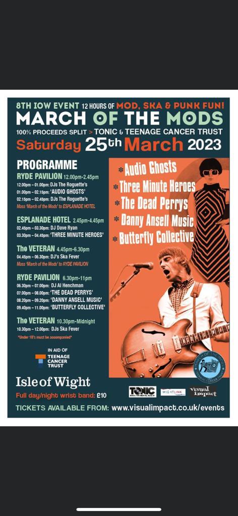thedeadperrys's tweet photo. We're playing at isle of wight @MarchOfTheMods this Saturday. Always a banging day https://t.co/dgbfzHPq2w