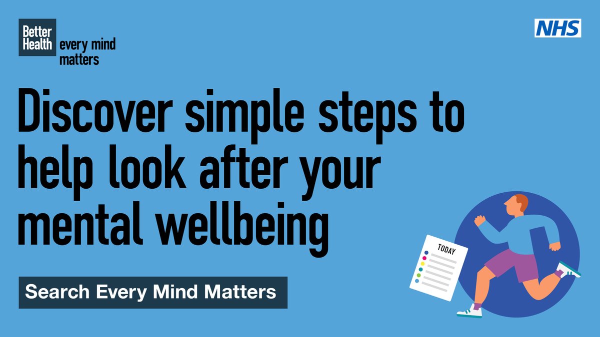There are little things we can all do to take care of our mental well-being. 
It is important to look after our mental health just like our physical health. 
#NHS #EveryMindMatters #EMM