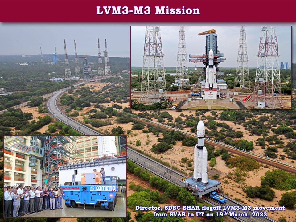 sachinjd's tweet photo. @ISROSpaceflight LVM3 movement to UT completed on 19.03.2023 https://t.co/bjMawrkEMq