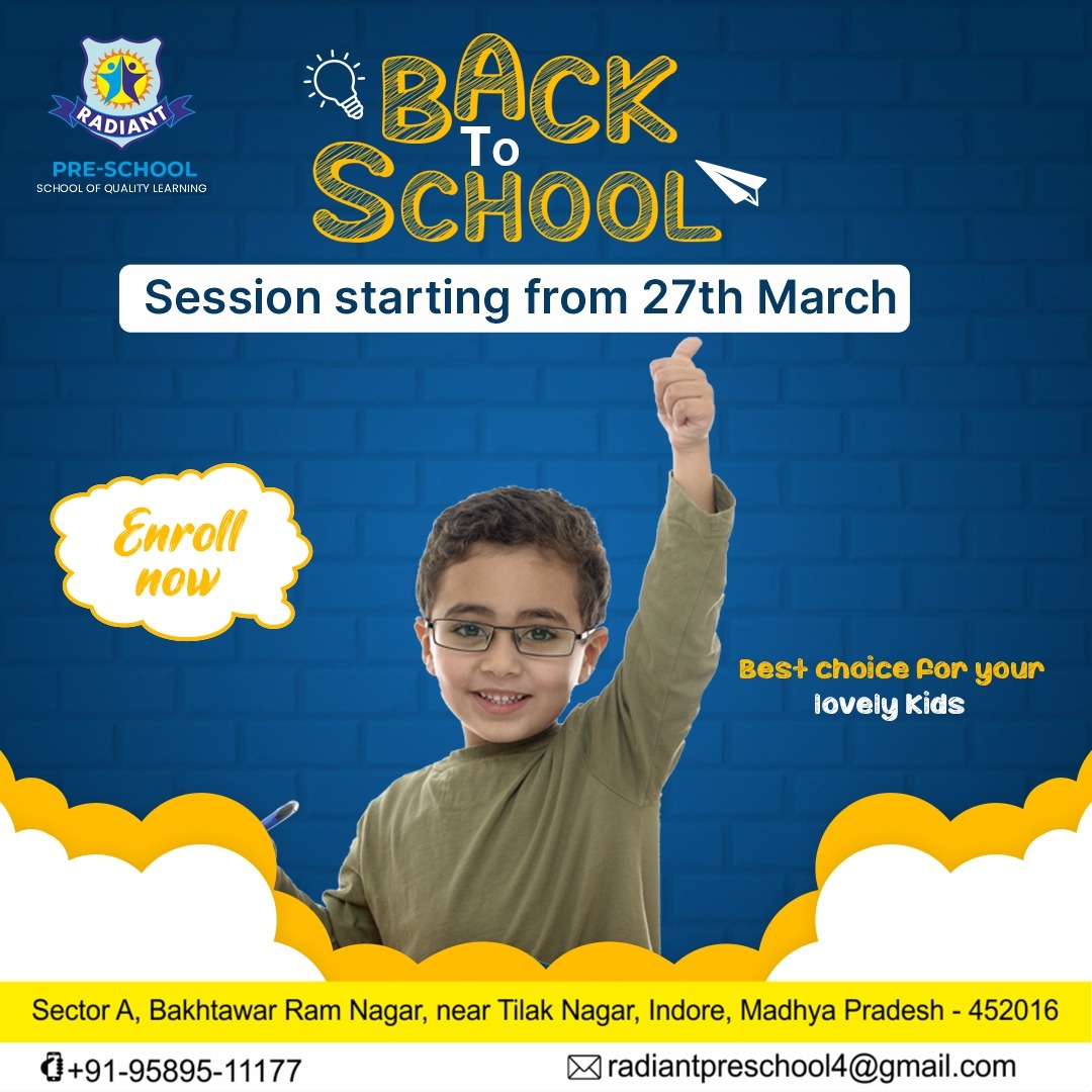 radiant_pre's tweet photo. Back School.📚
Session Starting From 27th March.
Enroll Now.👇
Best Choice For Your Lovely Kids.🤩
.
Visit:- https://t.co/wWyomHeHDB

#radiantpreschool #admissionopen #childdevelopment #indore #preschooladmission #earlyyearseducation #summercamp #preschooladmission https://t.co/vIYPMvQJYr