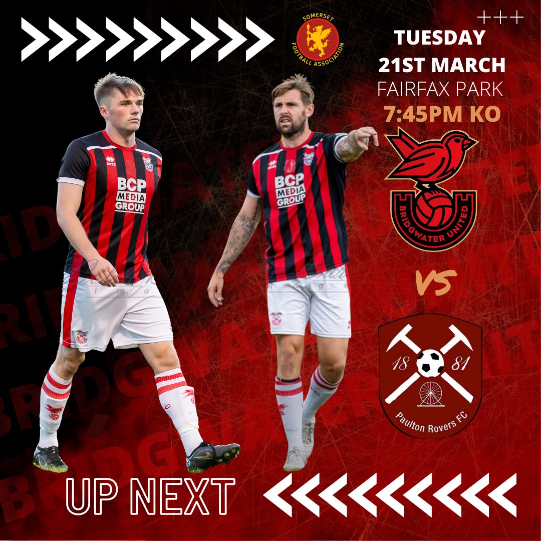 🔜 | 𝐒𝐎𝐌𝐄𝐑𝐒𝐄𝐓 𝐏𝐑𝐄𝐌𝐈𝐄𝐑 𝐂𝐔𝐏 𝐒𝐄𝐌𝐈-𝐅𝐈𝐍𝐀𝐋 @PaultonRoversFC visit Fairfax Park tomorrow night for a huge cup semi final tie as we look to reach our first Somerset Cup Final since 2013. #WeAreUnited #PackThePark