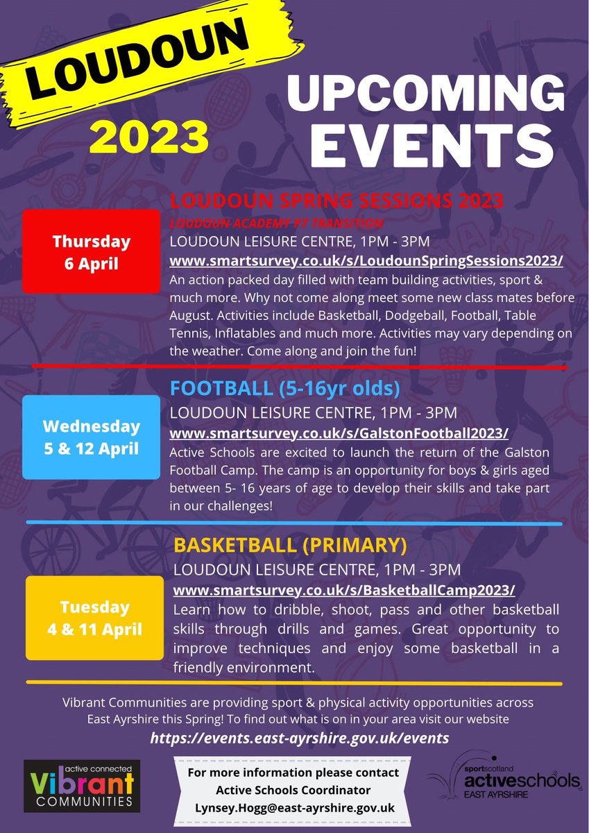 ActiveSchoolsEA's tweet photo. 🐥| 𝙎𝙥𝙧𝙞𝙣𝙜 𝙝𝙤𝙡𝙞𝙙𝙖𝙮𝙨 are just a couple of weeks away! Looking for something to do? Why not find out what’s on in your local area

𝙇𝙤𝙪𝙙𝙤𝙪𝙣 𝘼𝙧𝙚𝙖

Secure your FREE place online now

@VibrantEAC @AyrshirePolice #ActiveSchools #CommunitySafety #Wellbeing https://t.co/iti8srPTPW