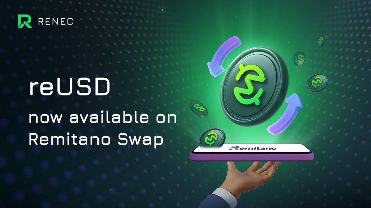 🎉 Exciting news! , our decentralized stablecoin $reUSD, has just been added to <a href="/remitano/">Remitano</a>'s Swap channel! 

This significant step for RENEC Foundation brings us closer to our mission of seamless cryptocurrency trading for users. Start swapping $reUSD with renec.foundation/blog/reusd-is-…