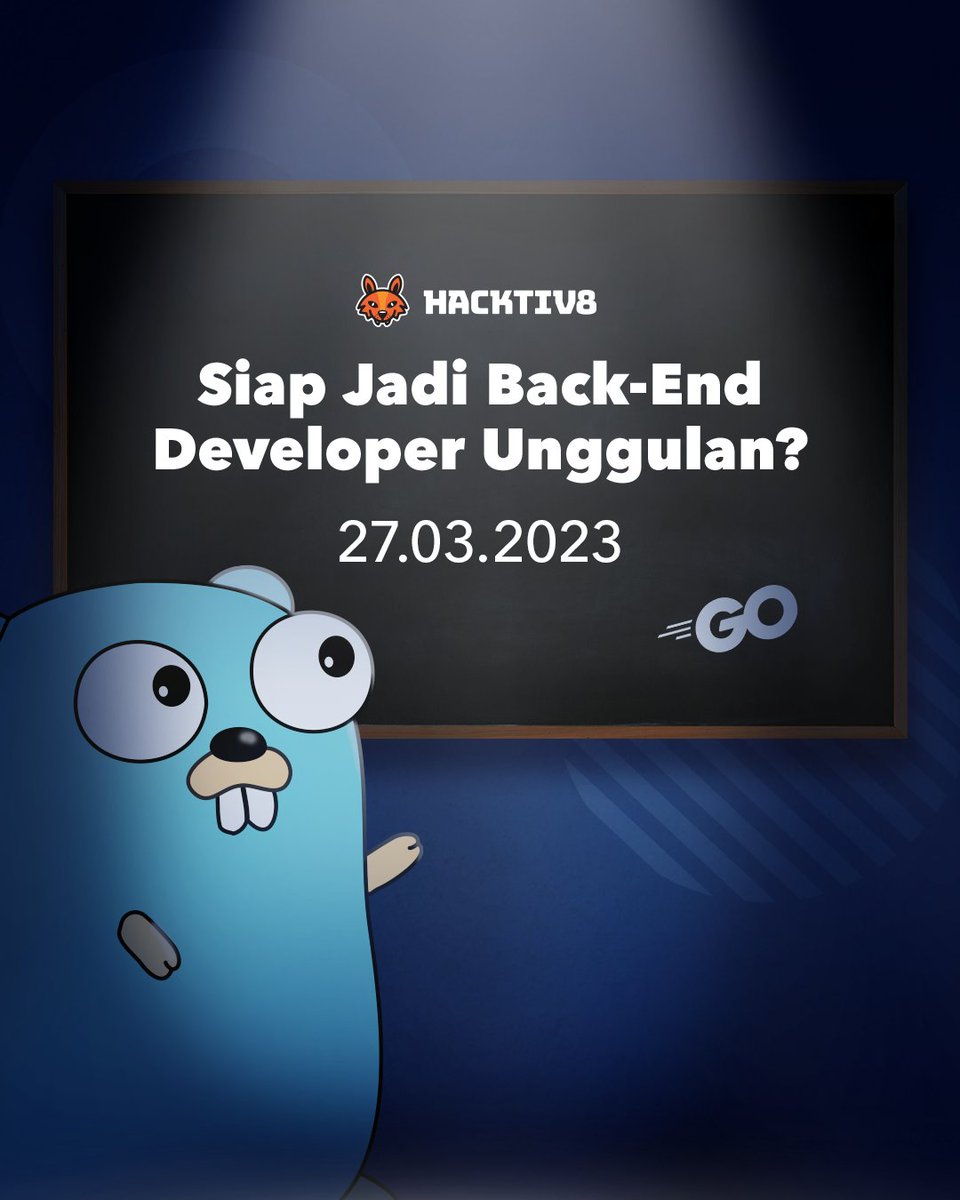 hacktiv8id's tweet image. 2023 SIAP #GoProgrammer 👨💻
Nantikan bootcampnya di Hacktiv8.
#DigitalInYourHands #WeAreHacktiv8 #BackEnd #BackEndDeveloper #GolangDeveloper #WebDeveloper #Golang #GoLanguage #Coding #CodingBootcamp #Programming