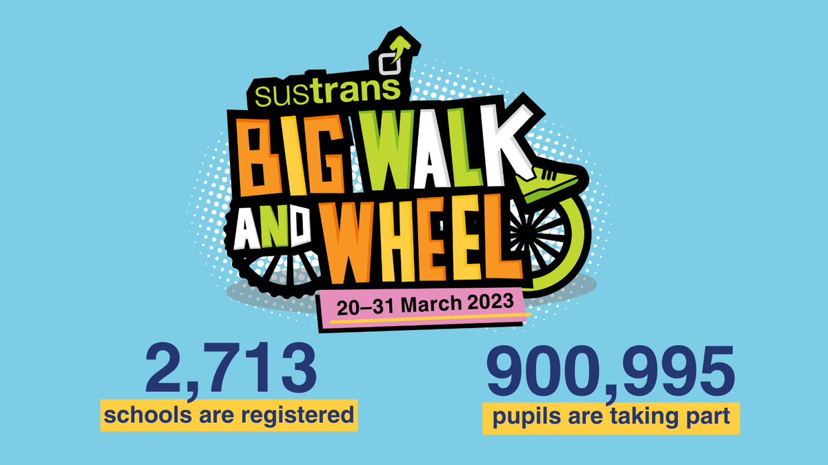 Ready, set, GO! #BigWalkAndWheel, the UK’s largest inter-school walking, wheeling, scooting and cycling challenge has officially begun. 🥳

Good luck from the Big Walk and Wheel Team and <a href="/SchwalbeUK/">Schwalbe Tyres UK</a> over the next two weeks! 🌎👋