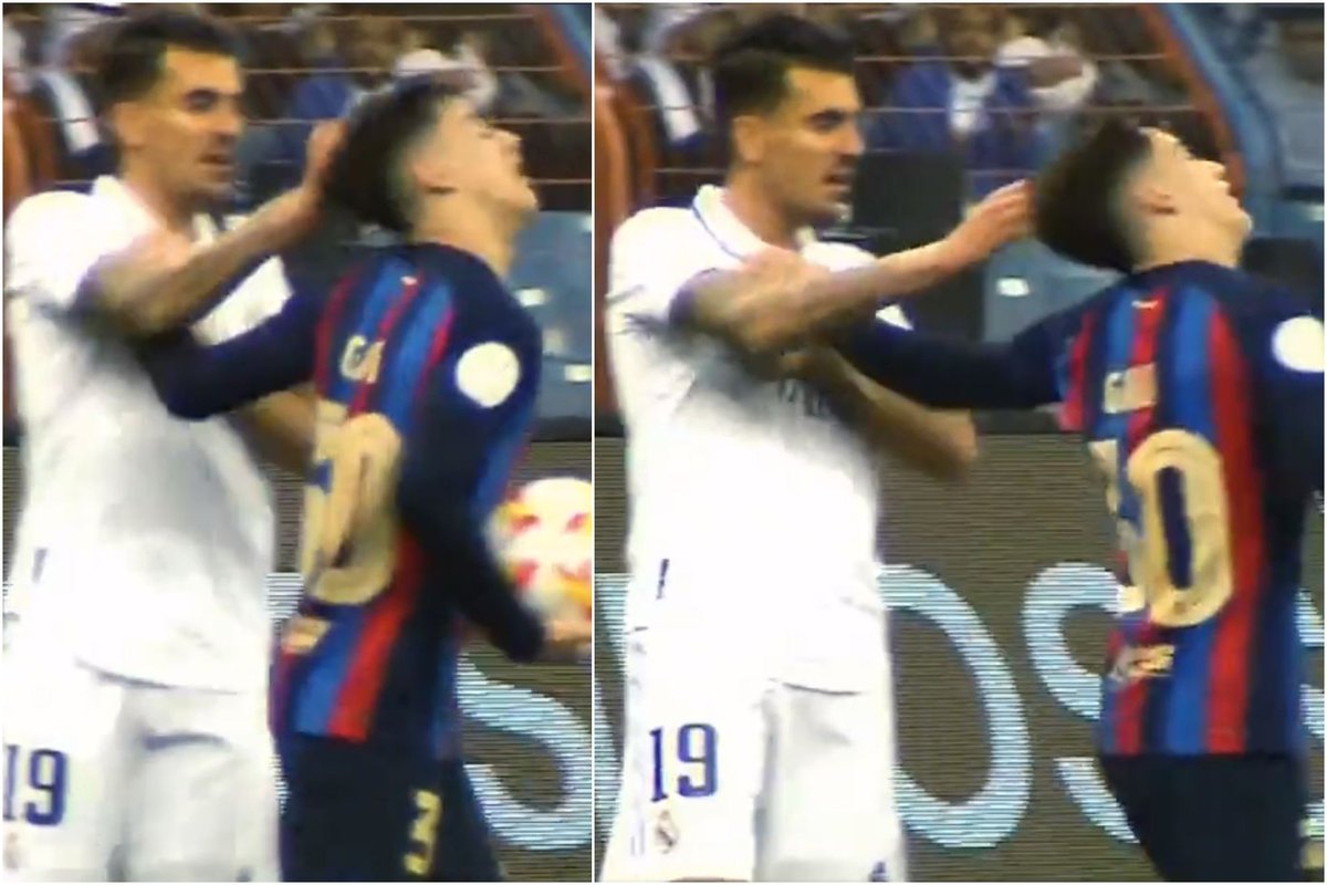 UNIVERSO_1899's tweet photo. "El vestuario del Madrid en cólera por la acción de Gavi sobre Ceballos".

Qué acción. ¿Esta? https://t.co/eDDePpiK8t